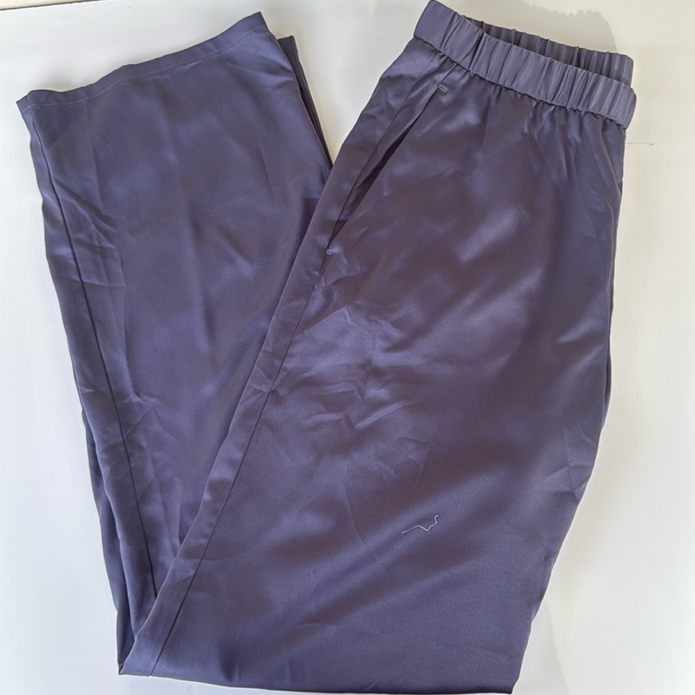 Eileen Fisher Gray Wide Leg Pants with Elastic Waistband